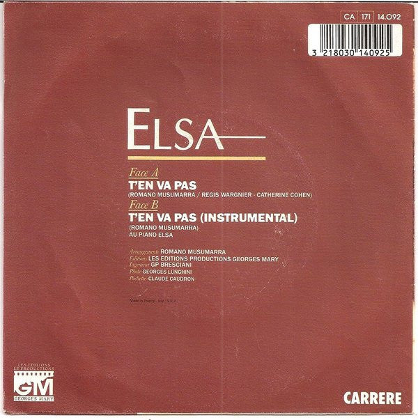 Elsa (2) : T'en Va Pas (7",45 RPM,Single)