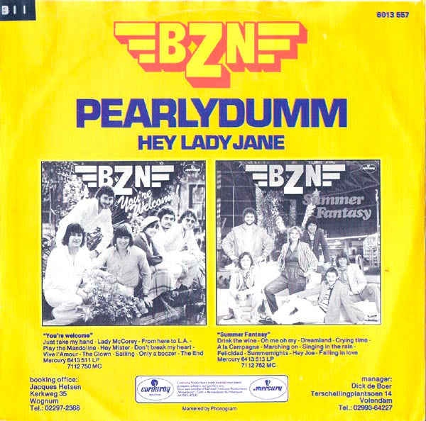 BZN : Pearlydumm (7",45 RPM,Single,Stereo)