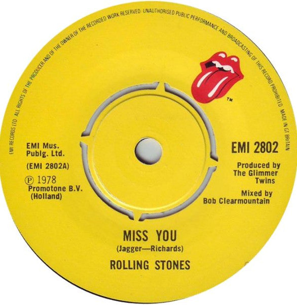 Rolling Stones, The : Miss You (7",45 RPM,Single,Stereo)