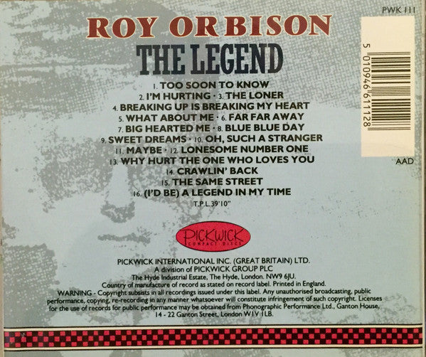 Roy Orbison : The Legend (CD, Comp, RM)