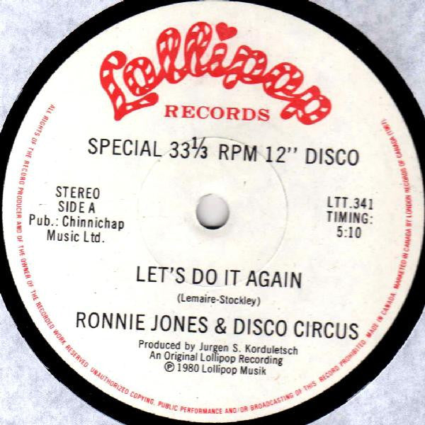 Ronnie Jones & Disco Circus : Let's Do It Again / Cosmo Rap (12",33 ⅓ RPM)