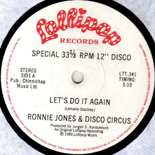 Ronnie Jones & Disco Circus : Let's Do It Again / Cosmo Rap (12",33 ⅓ RPM)