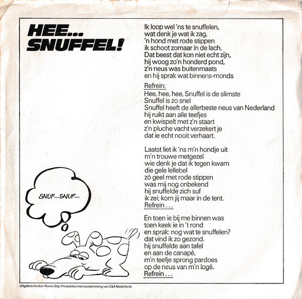 De Snuffelaars : Hee... Snuffel! (7",45 RPM,Single)