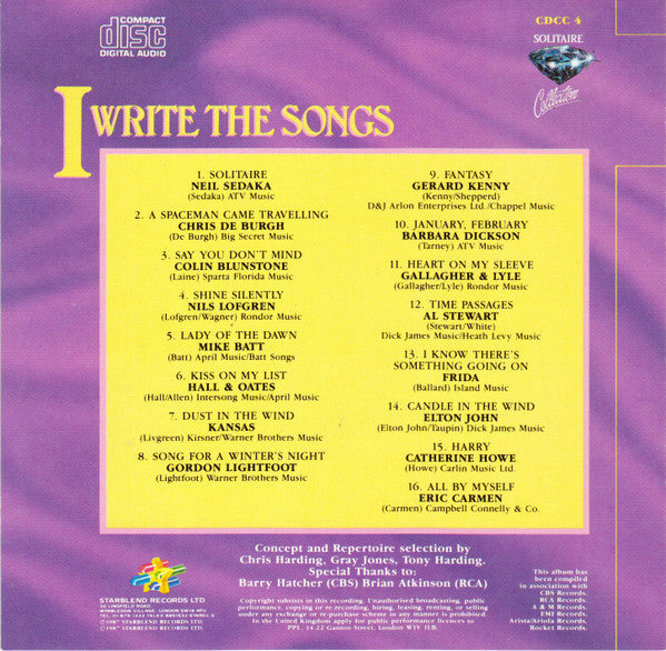 Various : I Write The Songs - Songs Of Love And Special Things (Compilation)