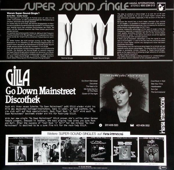 Gilla : Go Down Mainstreet / Discothek (12",Maxi-Single)