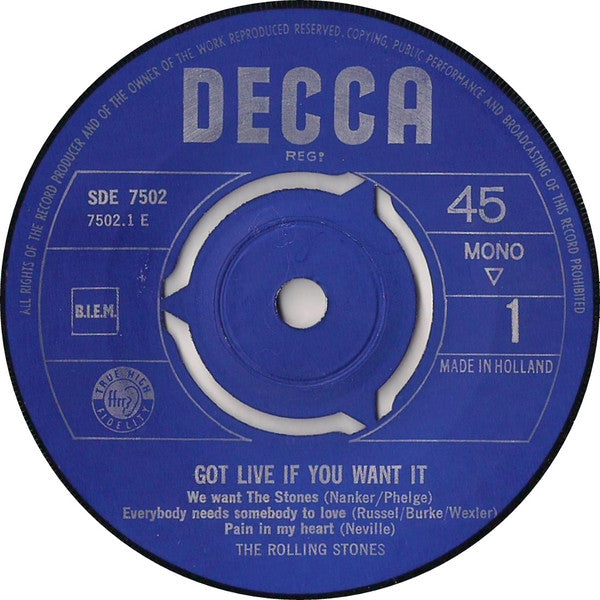 Rolling Stones, The : Got Live If You Want It! (7",EP,Mono,45 RPM)