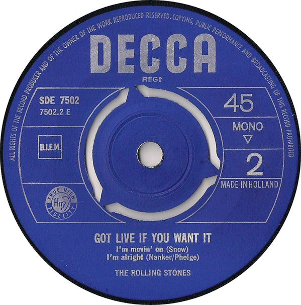 Rolling Stones, The : Got Live If You Want It! (7",EP,Mono,45 RPM)