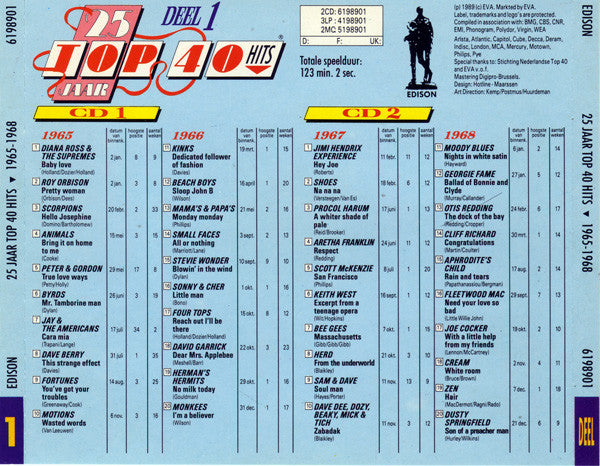 Various : 25 Jaar Top 40 Hits - Deel 1 - 1965-1968 (Compilation)