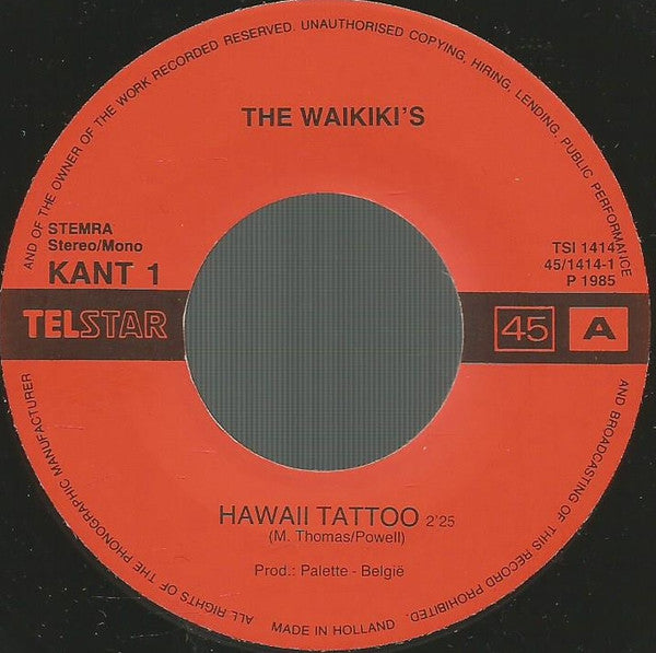 Waikiki's, The : Hawaii Tattoo / Hawaiian War Chant (7",45 RPM,Single)