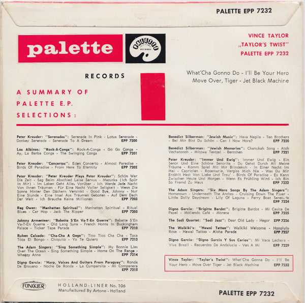 Vince Taylor : Taylor's Twist (7",45 RPM,EP)