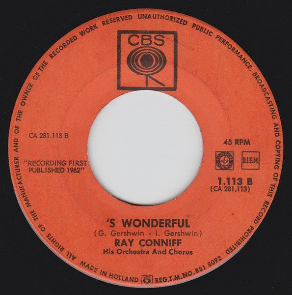 Ray Conniff And His Orchestra & Chorus : The Continental (You Kiss While You're Dancing) (7",45 RPM,Single)