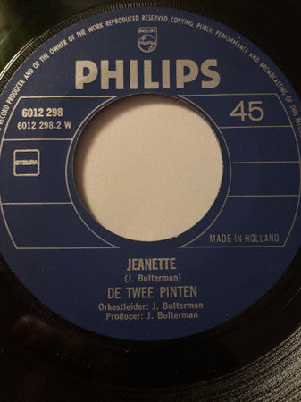 De Twee Pinten : Jeanette (7",45 RPM,Single)