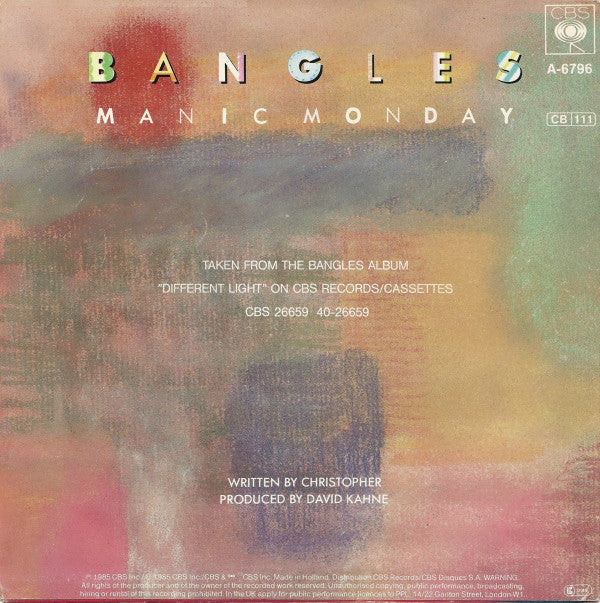 Bangles : Manic Monday (7",45 RPM,Single,Stereo)