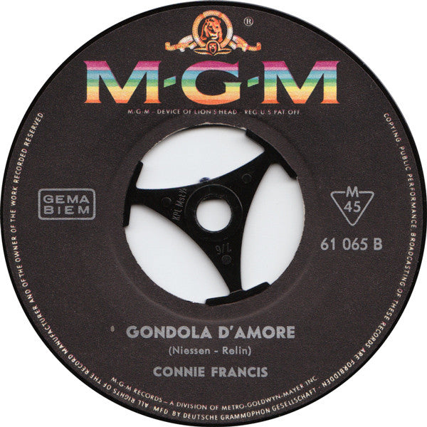 Connie Francis : Wenn Du Gehst / Gondola D'Amore (7",45 RPM,Single,Mono)