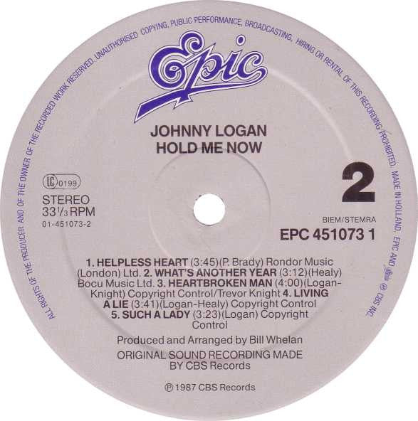 Johnny Logan : Hold Me Now (LP,Album,Stereo)