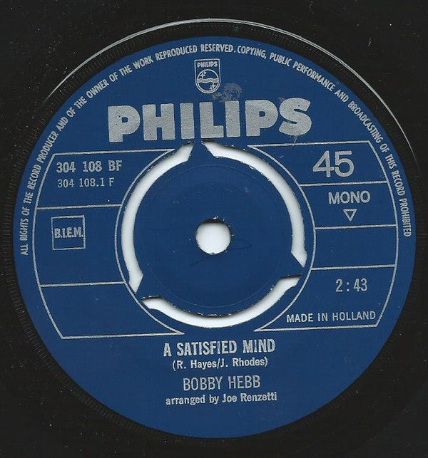 Bobby Hebb : A Satisfied Mind / Love, Love, Love (7",45 RPM)