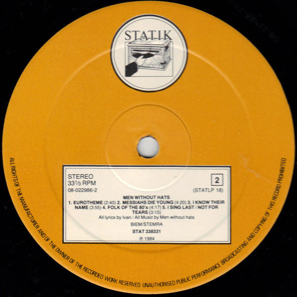 Men Without Hats : Folk Of The 80's (Part III) (LP,Album)