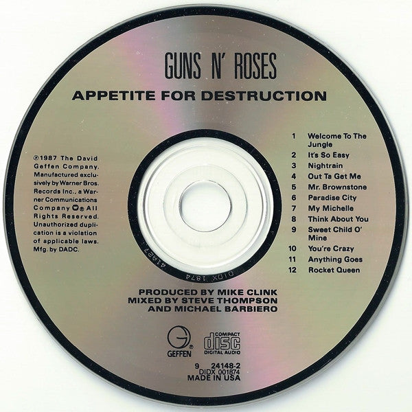 Guns N' Roses : Appetite For Destruction (CD, Album, Rev)