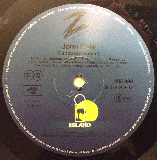 John Cale : Caribbean Sunset (LP,Album,Stereo)