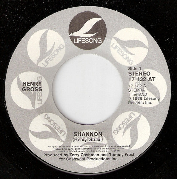 Henry Gross : Shannon (7",45 RPM,Single)