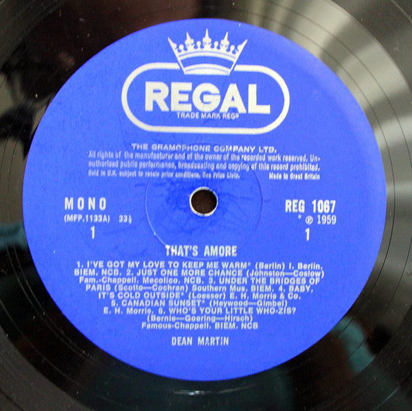 Dean Martin : That's Amore (LP,Compilation,Mono)