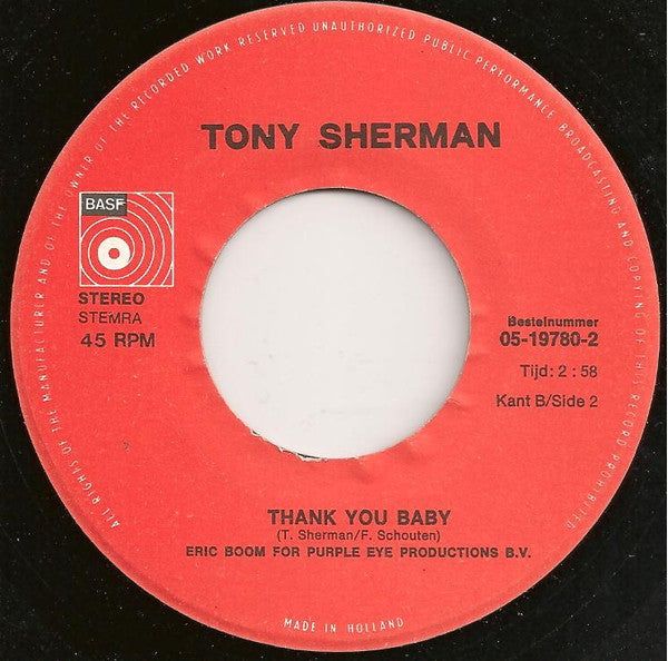 Tony Sherman : Sing With Me (7",45 RPM,Single)