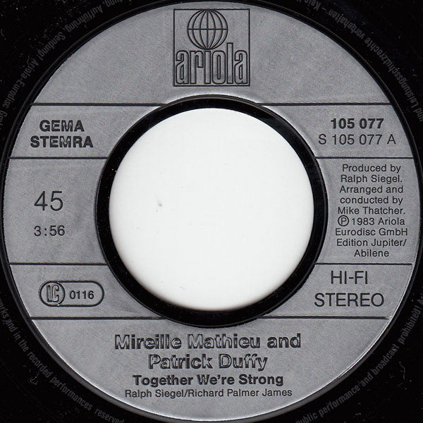 Mireille Mathieu, Patrick Duffy : Together We're Strong / Something's Going On (7",45 RPM,Single,Stereo)