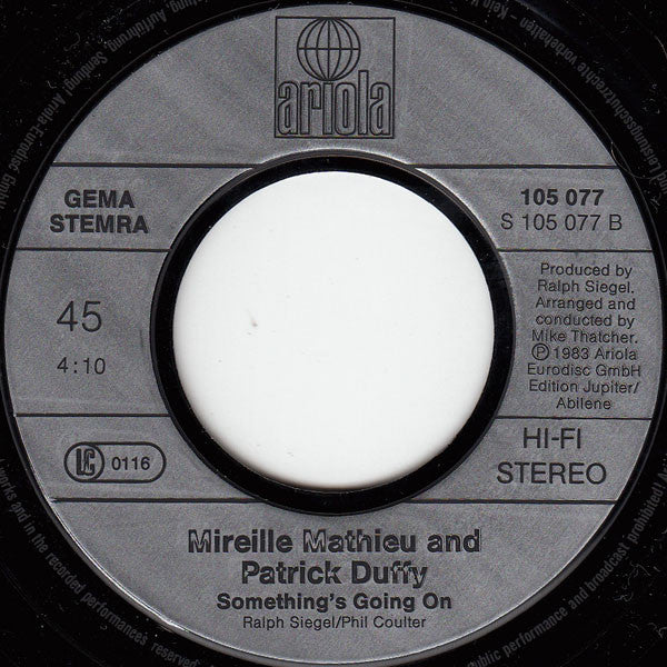 Mireille Mathieu, Patrick Duffy : Together We're Strong / Something's Going On (7",45 RPM,Single,Stereo)