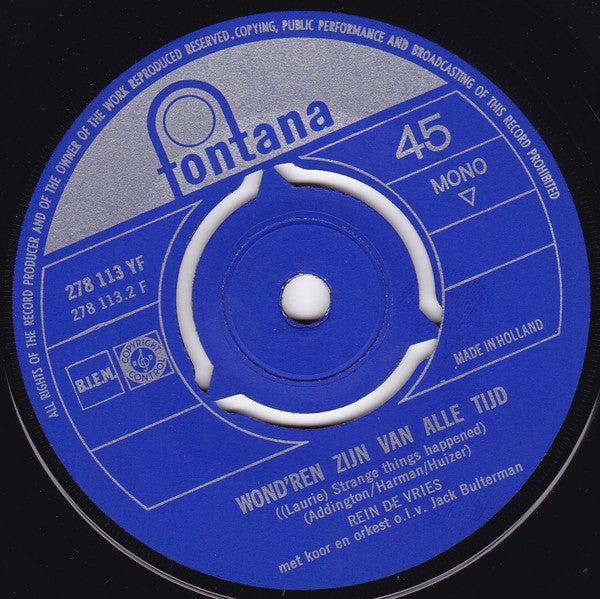 Rein de Vries (2) : Dear John / Wond'ren Zijn Van Alle Tijd (7",45 RPM,Single,Mono)