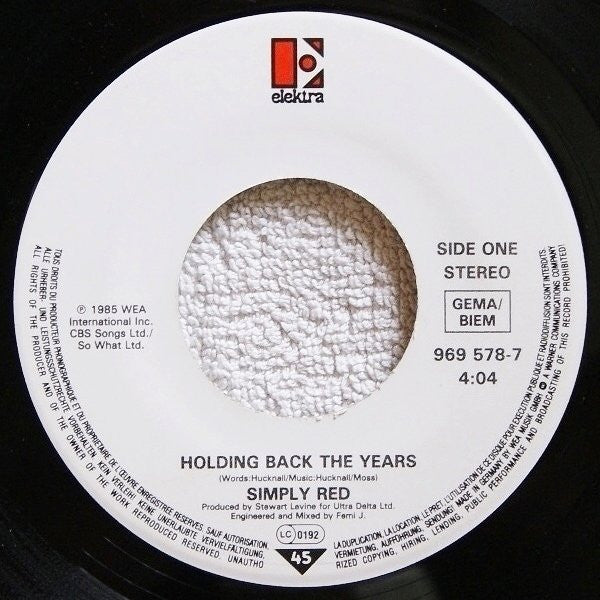 Simply Red : Holding Back The Years (7",45 RPM,Single,Stereo)