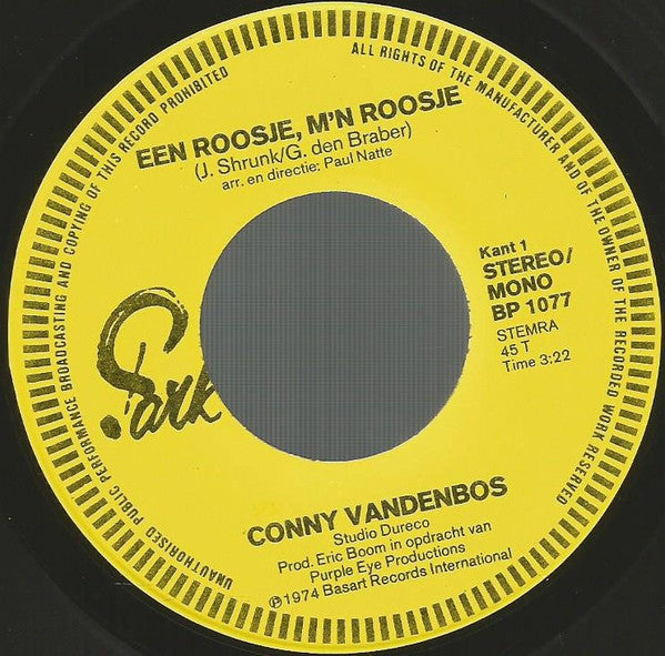 Conny Vandenbos : Een Roosje, M'n Roosje (7",Single)