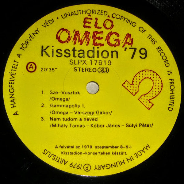 Omega (5) : Élő Omega Kisstadion '79 (LP,Album,Stereo)