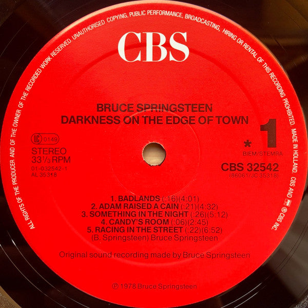 Bruce Springsteen : Darkness On The Edge Of Town (LP,Album,Reissue,Stereo)