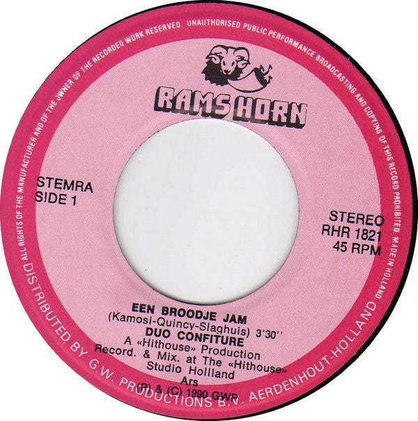 Duo Confiture : Een Broodje Jam (7")