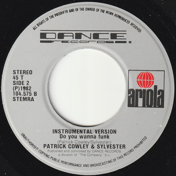 Patrick Cowley And Sylvester : Do You Wanna Funk (7",45 RPM,Single,Stereo)