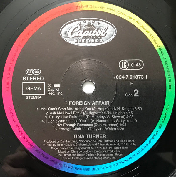 Tina Turner : Foreign Affair (LP,Album,Stereo)