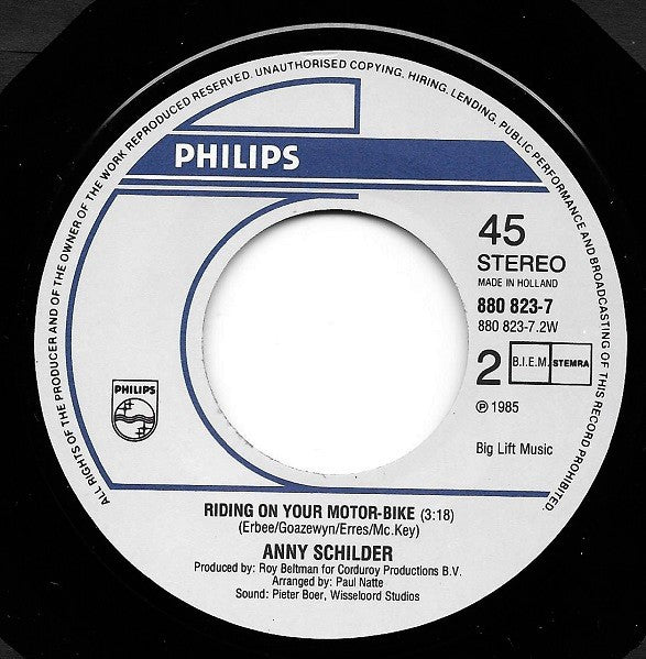 Anny Schilder : Hold On (7",45 RPM,Single,Stereo)