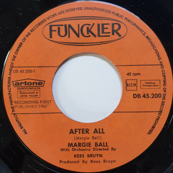 Margie Ball : After All / Will You (7",45 RPM,Single)