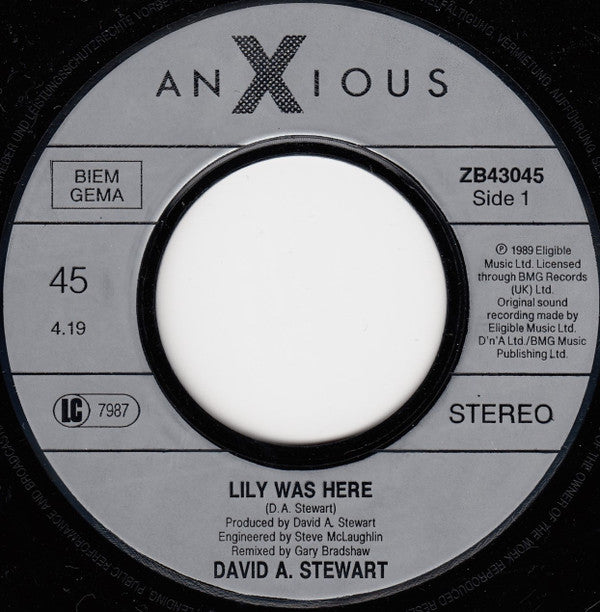 David A. Stewart Featuring Candy Dulfer : Lily Was Here (7",45 RPM,Single,Stereo)