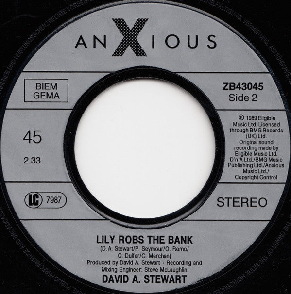 David A. Stewart Featuring Candy Dulfer : Lily Was Here (7",45 RPM,Single,Stereo)