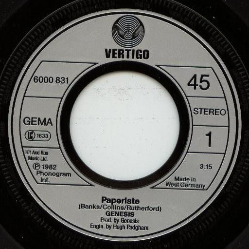 Genesis : Paperlate (7",45 RPM,Single)