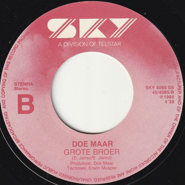 Doe Maar : Macho (7",45 RPM,Single,Stereo)