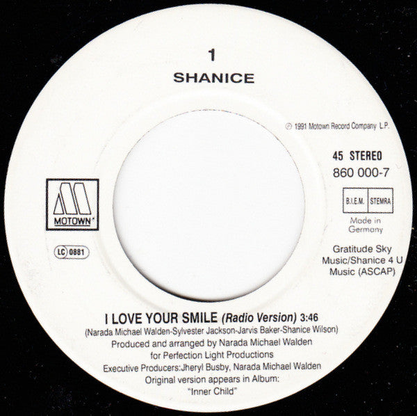 Shanice : I Love Your Smile (7",45 RPM,Single,Stereo)