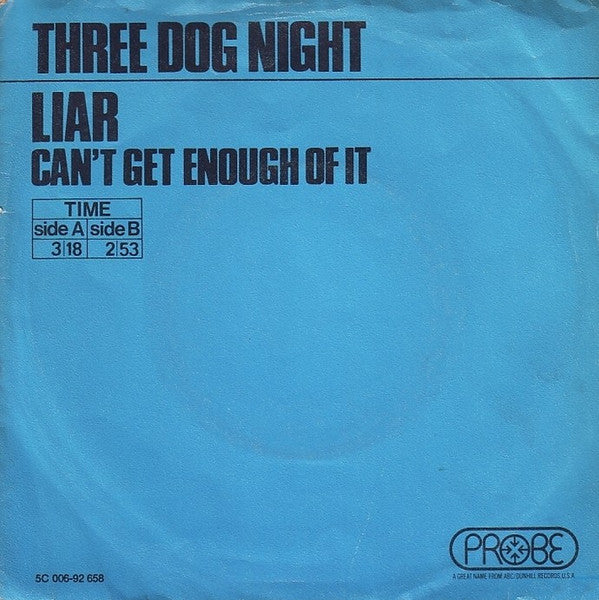 Three Dog Night : Liar (7",45 RPM,Single)