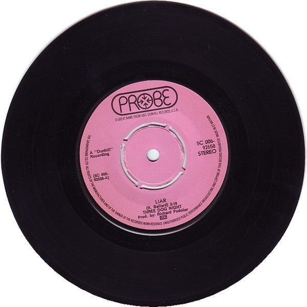 Three Dog Night : Liar (7",45 RPM,Single)