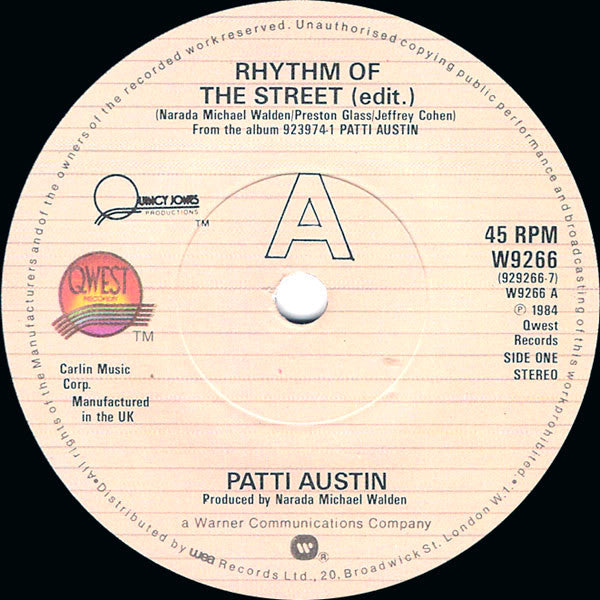Patti Austin : Rhythm Of The Street (7",Single)