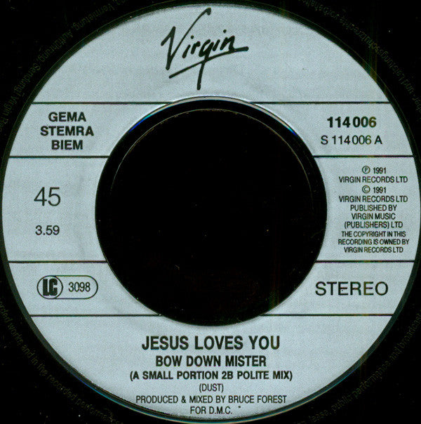 Jesus Loves You : Bow Down Mister (7",45 RPM,Single,Stereo)