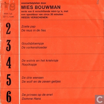 Mies Bouwman : Voorvertelplaat Door Mies Bouwman 1 (7",Mini-Album)