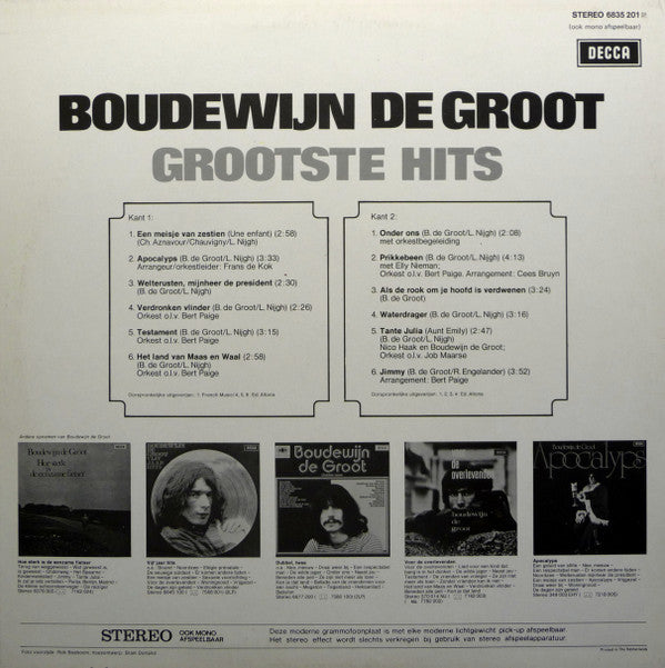 Boudewijn De Groot : Grootste Hits (LP,Compilation)