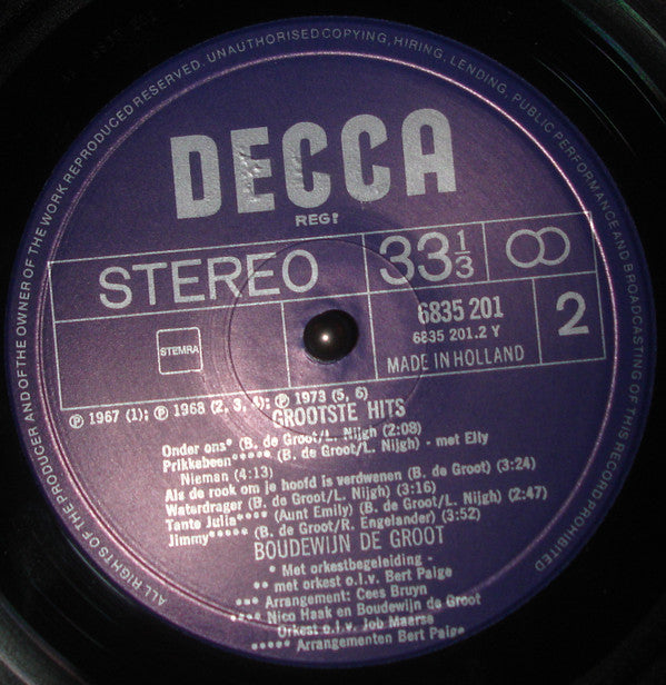 Boudewijn De Groot : Grootste Hits (LP,Compilation)